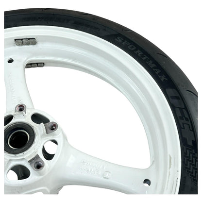 2016 - 2020 KAWASAKI NINJA ZX10R FRONT WHEEL RIM TIRE RUBBER WHITE STOCK OEM