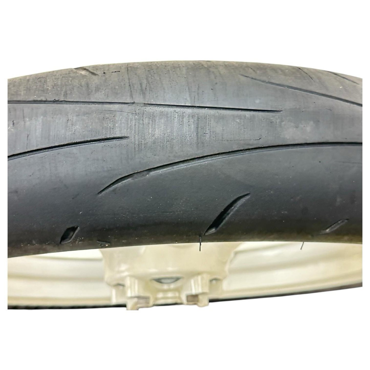 2016 - 2020 KAWASAKI NINJA ZX10R FRONT WHEEL RIM TIRE RUBBER WHITE STOCK OEM