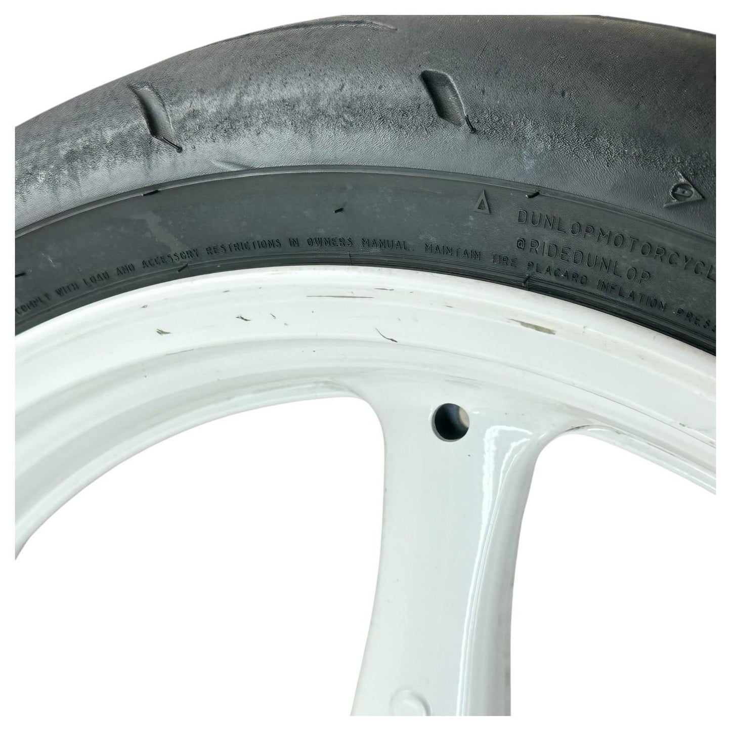 2016 - 2020 KAWASAKI NINJA ZX10R FRONT WHEEL RIM TIRE RUBBER WHITE STOCK OEM