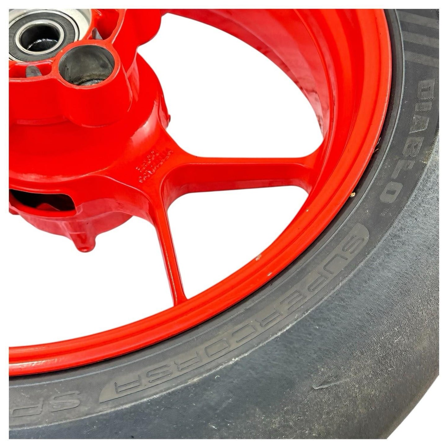 2015 2016 APRILIA RSV4 RF REAR WHEEL BACK RIM TIRE RUBBER RED STOCK *SCUFFED*