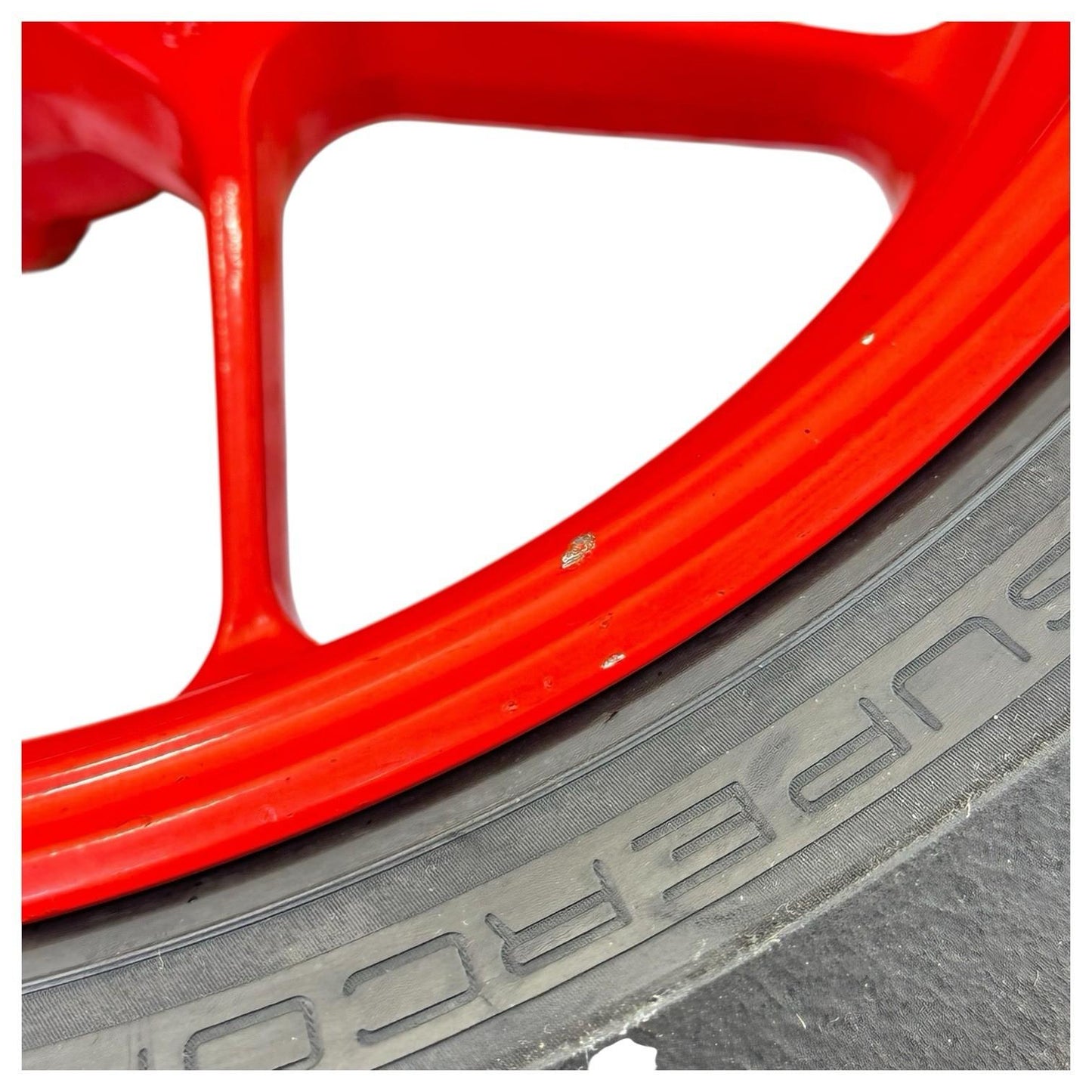 2015 2016 APRILIA RSV4 RF REAR WHEEL BACK RIM TIRE RUBBER RED STOCK *SCUFFED*