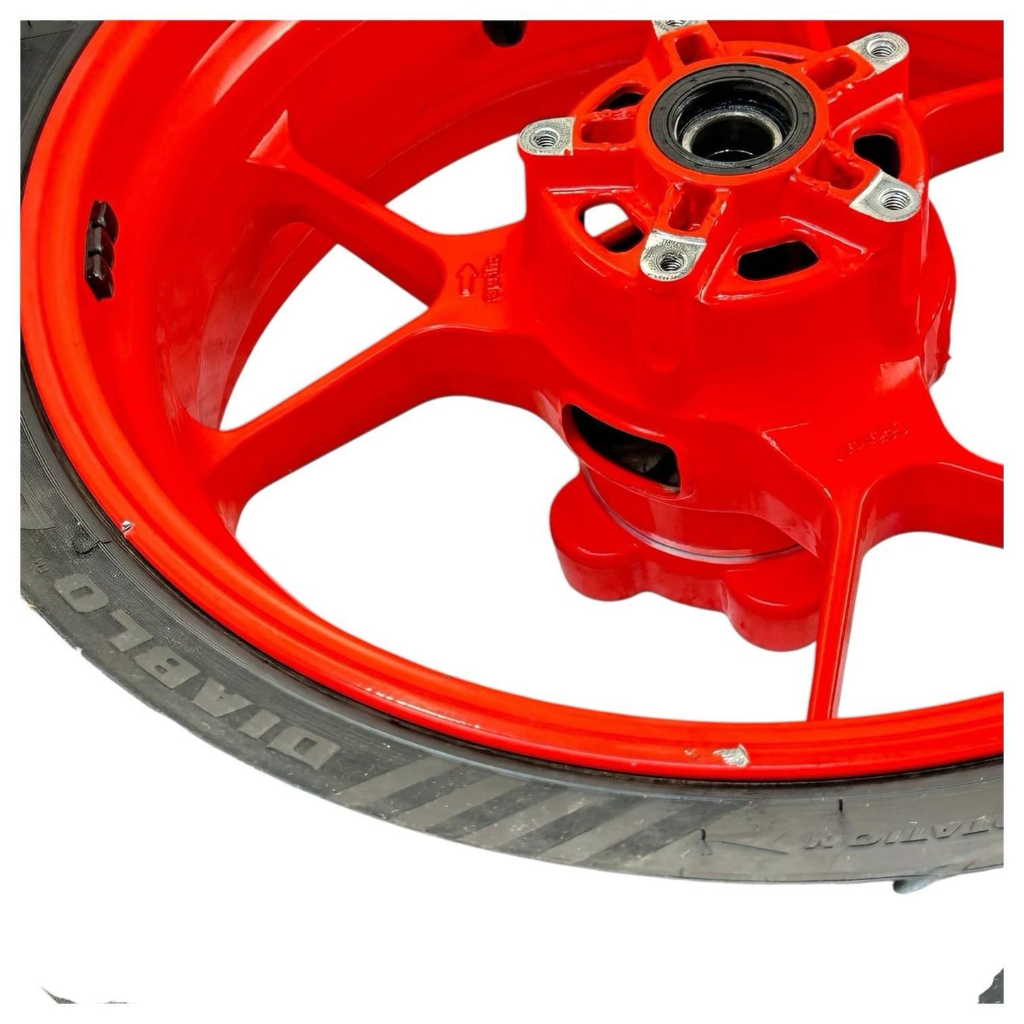 2015 2016 APRILIA RSV4 RF REAR WHEEL BACK RIM TIRE RUBBER RED STOCK *SCUFFED*