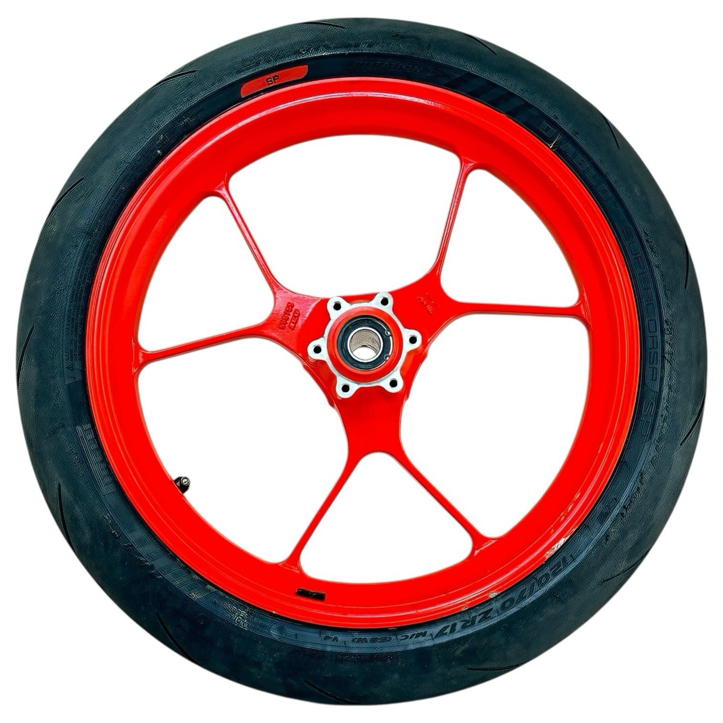 2015 2016 APRILIA RSV4 RF FRONT WHEEL RIM TIRE RUBBER RED STOCK OEM *BENT*