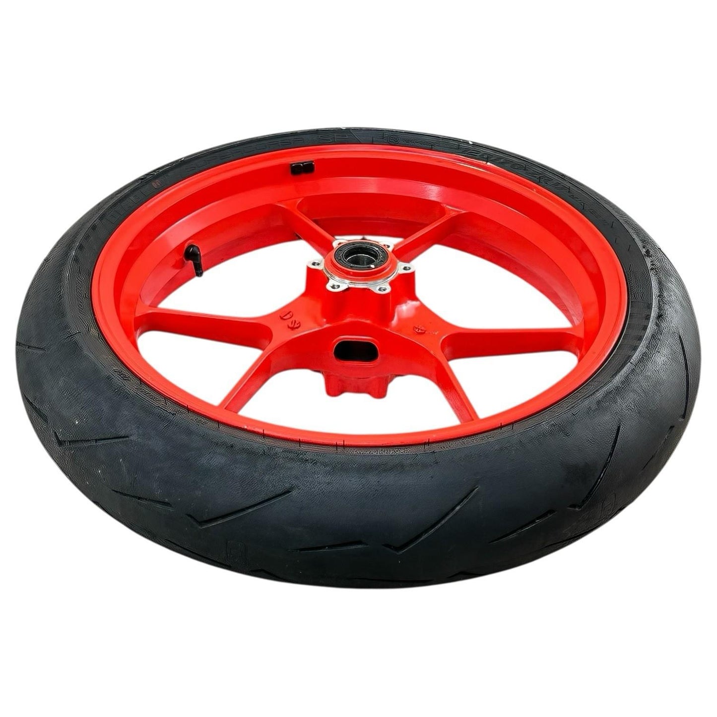 2015 2016 APRILIA RSV4 RF FRONT WHEEL RIM TIRE RUBBER RED STOCK OEM *BENT*