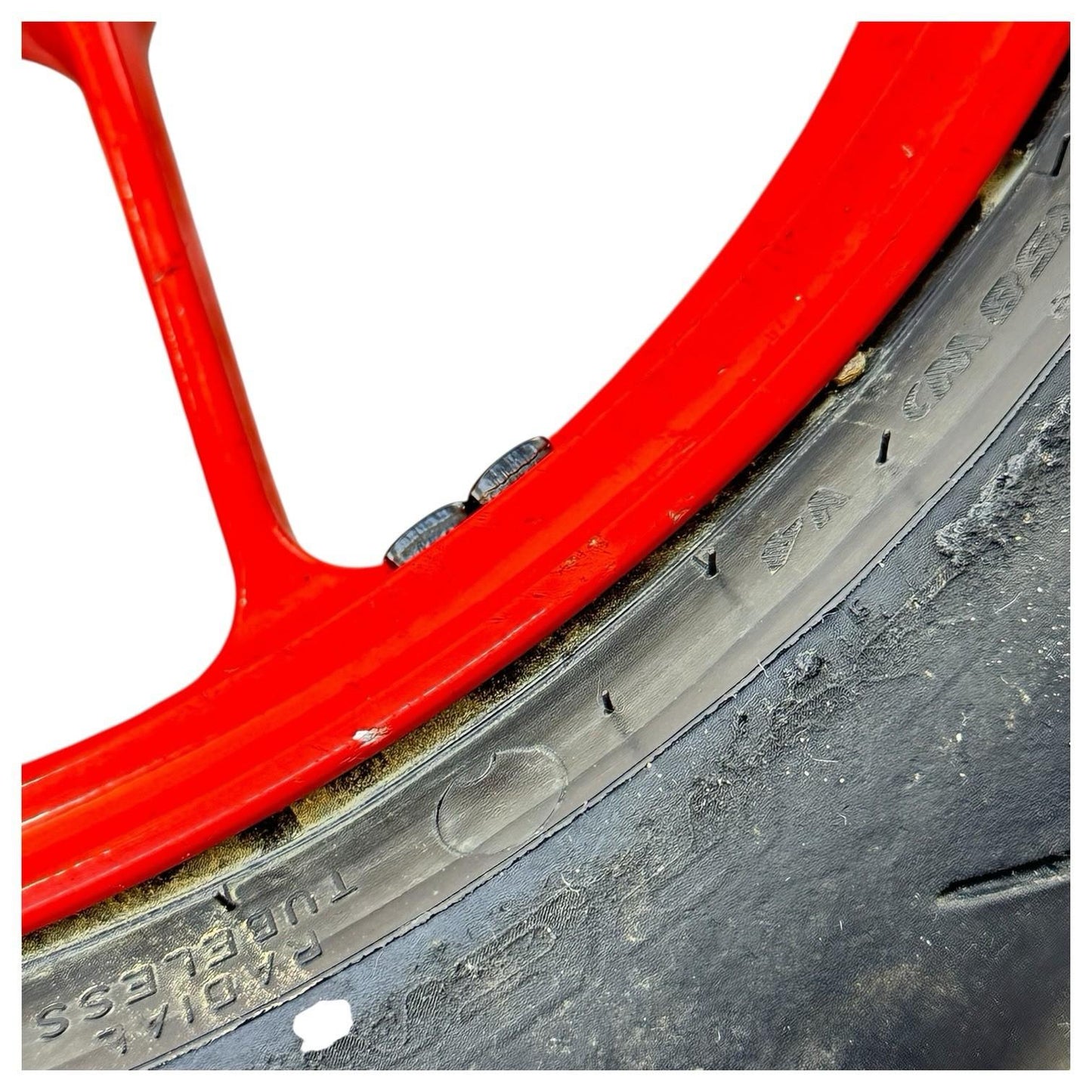 2015 2016 APRILIA RSV4 RF FRONT WHEEL RIM TIRE RUBBER RED STOCK OEM *BENT*