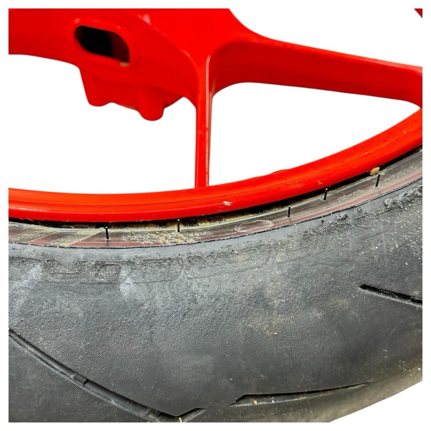 2015 2016 APRILIA RSV4 RF FRONT WHEEL RIM TIRE RUBBER RED STOCK OEM *BENT*