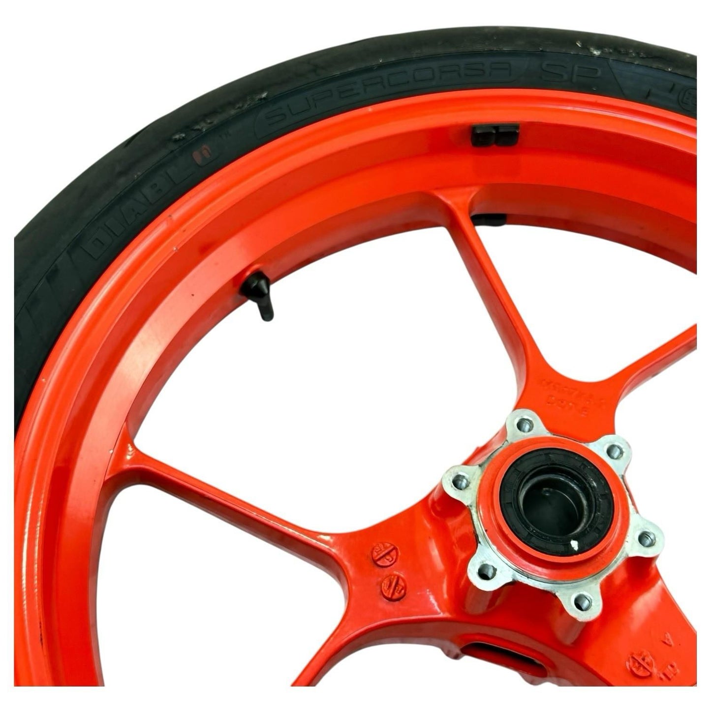 2015 2016 APRILIA RSV4 RF FRONT WHEEL RIM TIRE RUBBER RED STOCK OEM *BENT*