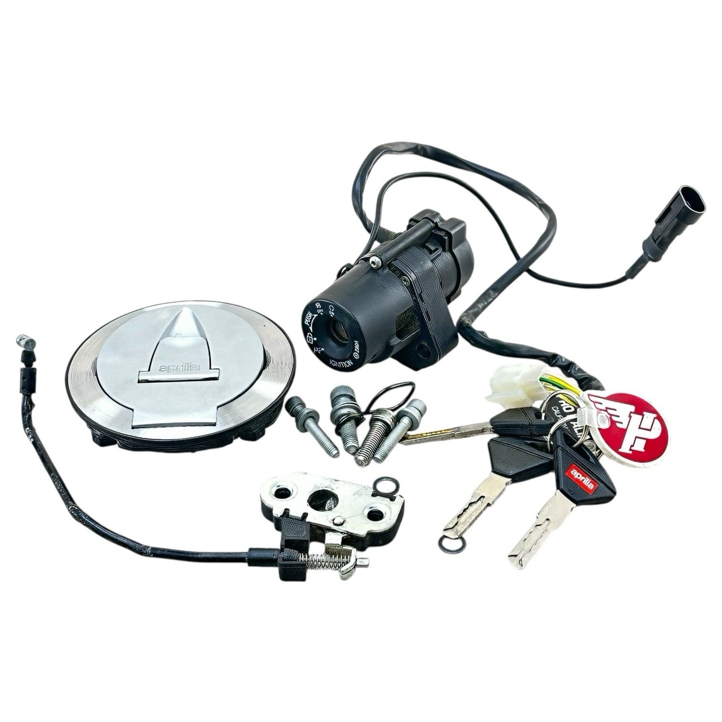 2015 2016 APRILIA RSV4 RF IGNITION SET KEYS GAS CAP SEAT LOCK BOLTS STOCK OEM