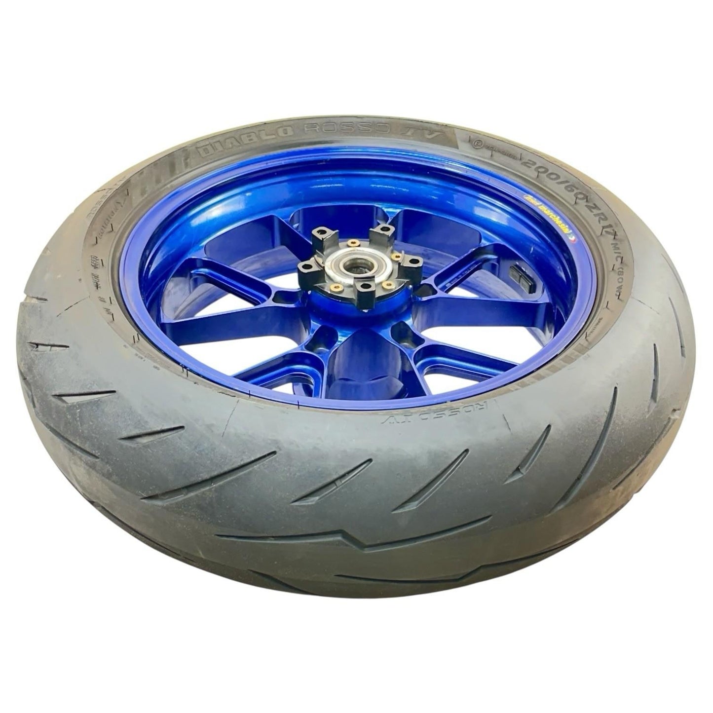 2005 2006 SUZUKI GSXR 1000 REAR WHEEL RIM BACK TIRE RUBBER BLUE MARCHESINI