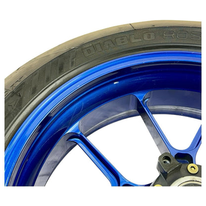 2005 2006 SUZUKI GSXR 1000 REAR WHEEL RIM BACK TIRE RUBBER BLUE MARCHESINI