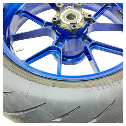 2005 2006 SUZUKI GSXR 1000 REAR WHEEL RIM BACK TIRE RUBBER BLUE MARCHESINI
