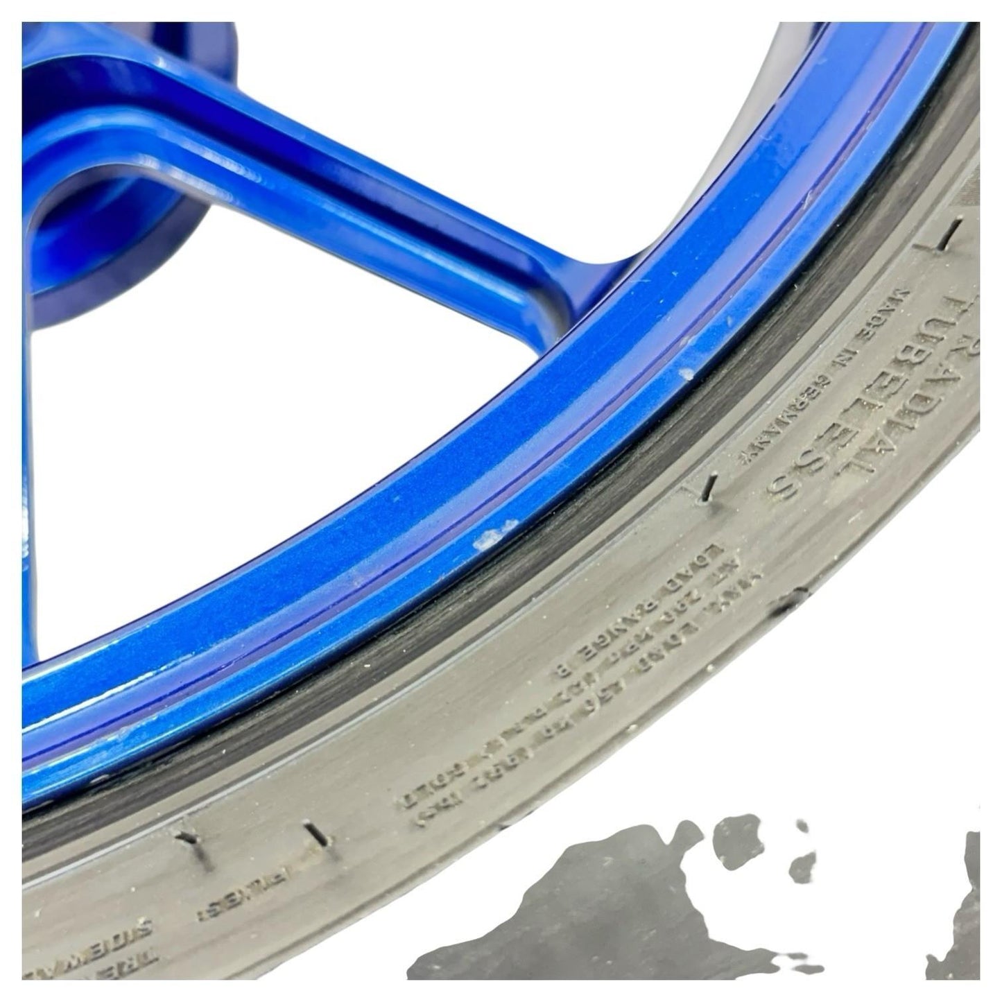 2005 2006 SUZUKI GSXR 1000 REAR WHEEL RIM BACK TIRE RUBBER BLUE MARCHESINI