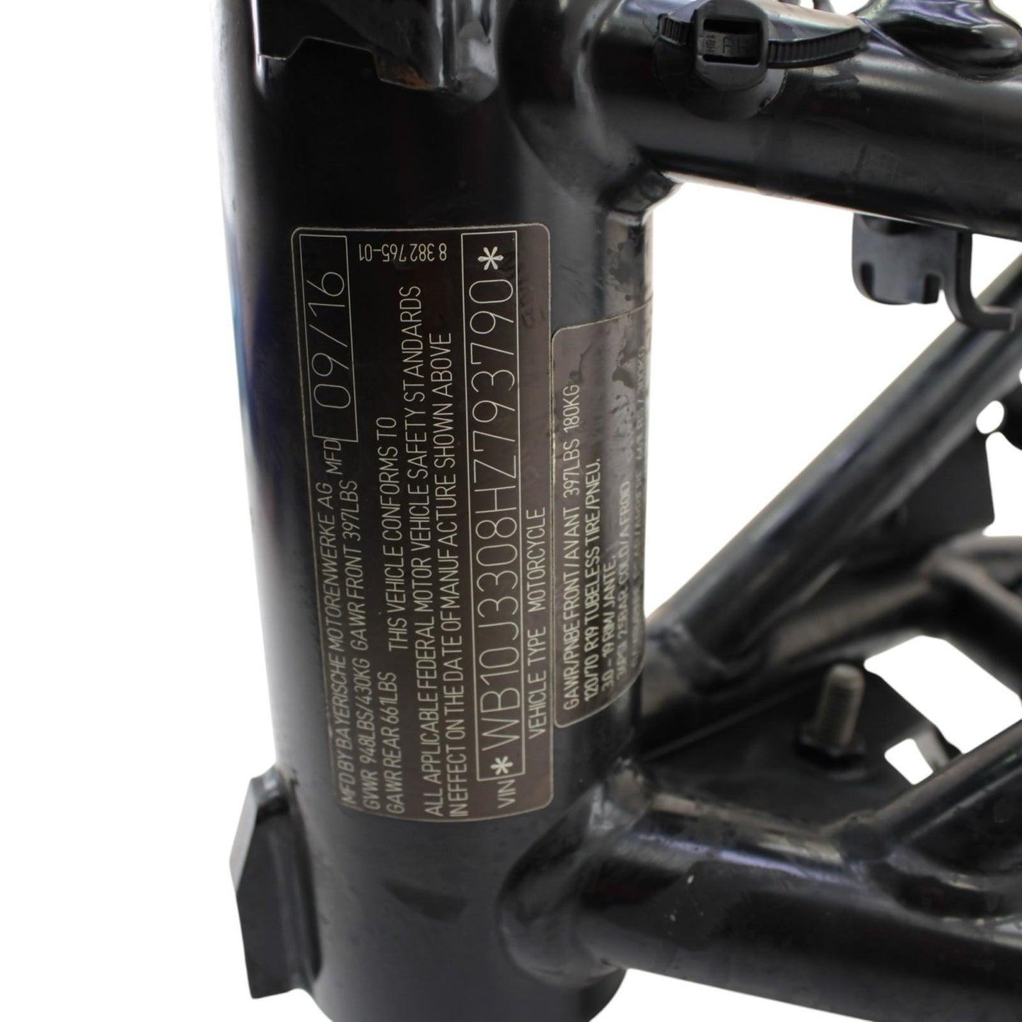 2017 - 2020 BMW R NINE T FRAME CHASSIS NECK FRONT & REAR MAIN BLACK STOCK