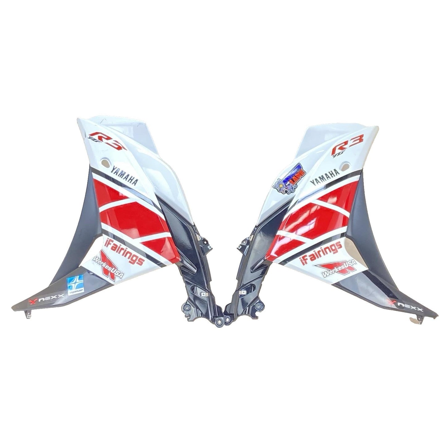 2015 - 2021 YAMAHA YZF R3 SIDE FAIRINGS COWLS PLASTICS TRIM PANELS MIDDLE SET