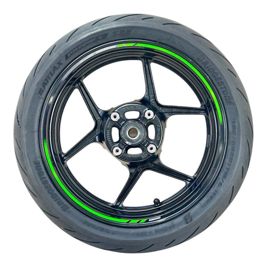 2019 - 2023 KAWASAKI NINJA ZX6R REAR WHEEL RIM BACK TIRE RUBBER BLACK STOCK OEM
