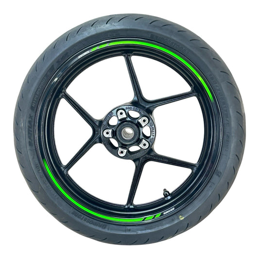 2019 - 2023 KAWASAKI NINJA ZX6R FRONT WHEEL RIM TIRE RUBBER BLACK STOCK OEM