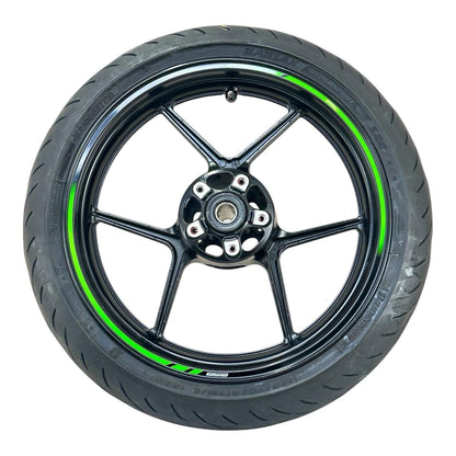 2019 - 2023 KAWASAKI NINJA ZX6R FRONT WHEEL RIM TIRE RUBBER BLACK STOCK OEM