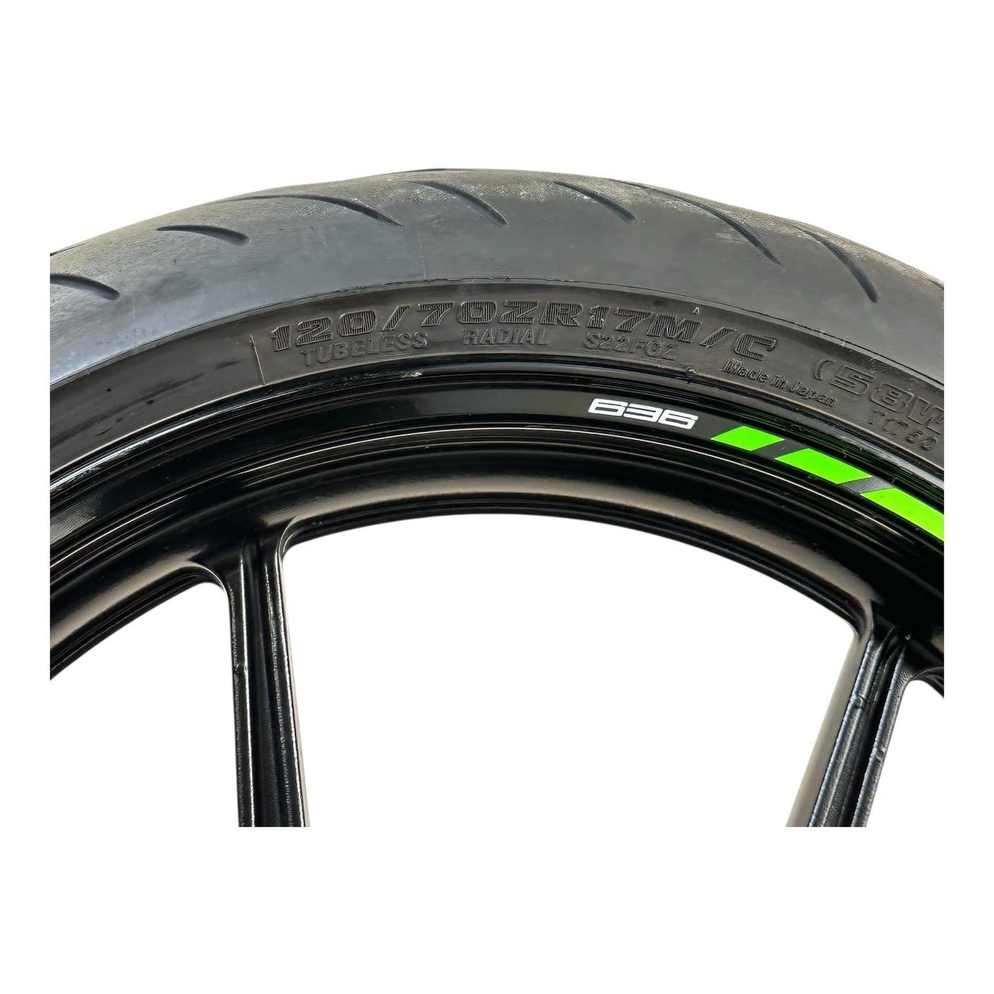 2019 - 2023 KAWASAKI NINJA ZX6R FRONT WHEEL RIM TIRE RUBBER BLACK STOCK OEM