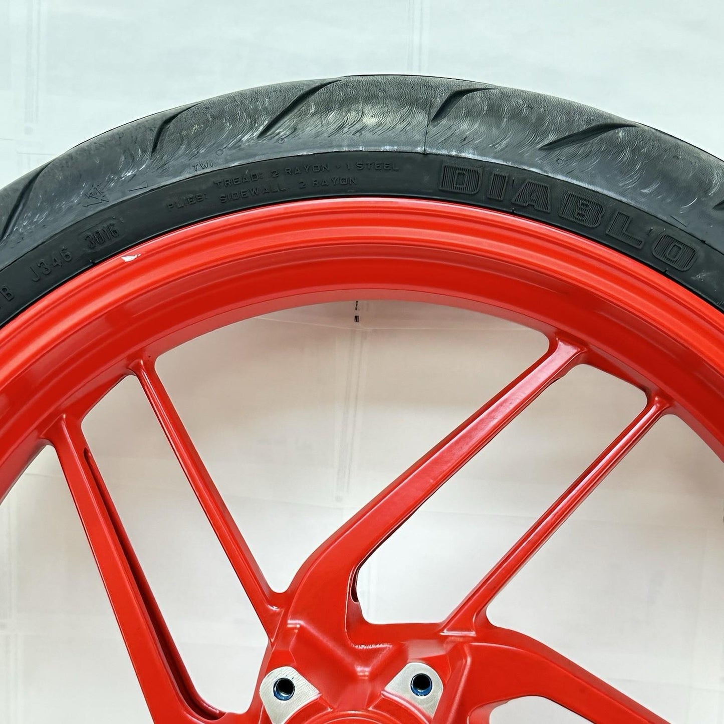2016 - 2019 DUCATI 959 PANIGALE FRONT WHEEL RIM TIRE RUBBER RED STOCK OEM