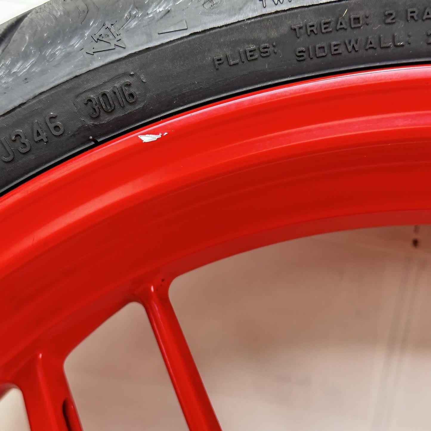 2016 - 2019 DUCATI 959 PANIGALE FRONT WHEEL RIM TIRE RUBBER RED STOCK OEM