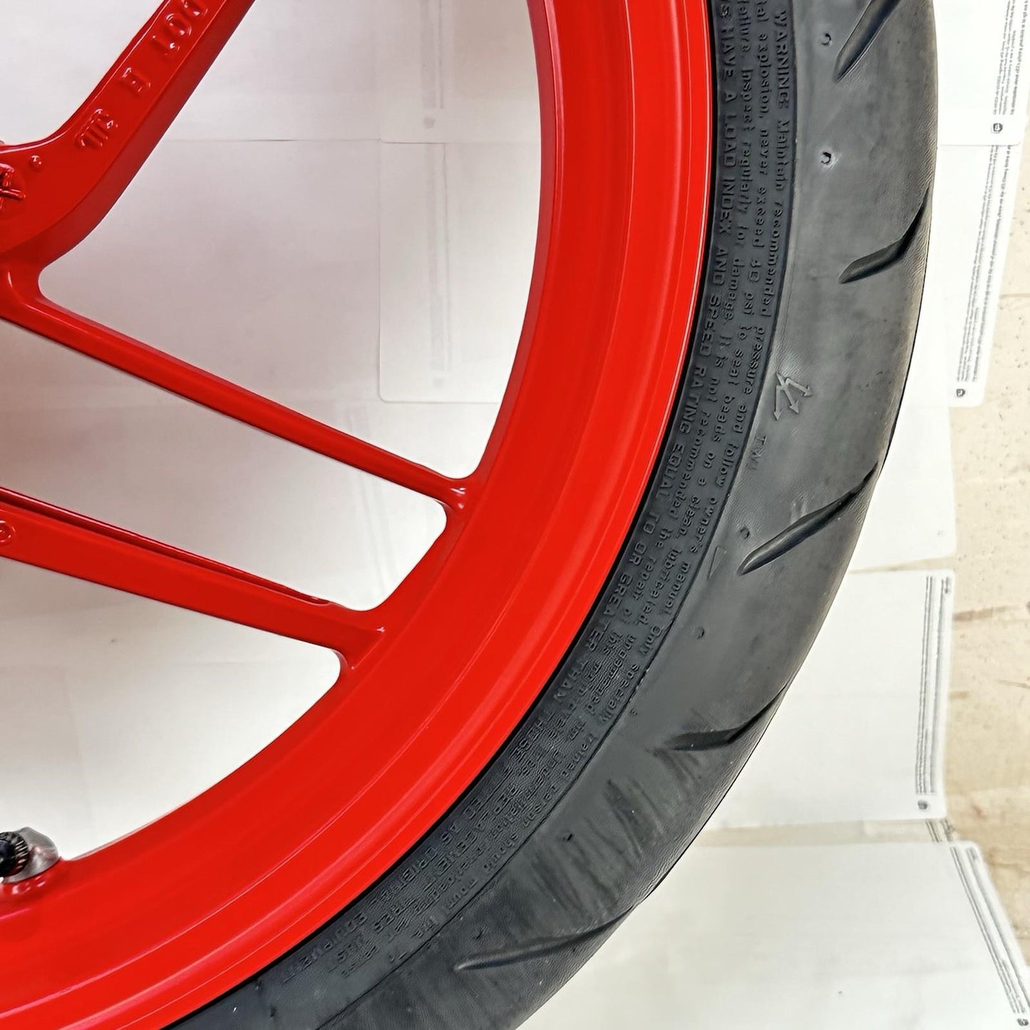 2016 - 2019 DUCATI 959 PANIGALE FRONT WHEEL RIM TIRE RUBBER RED STOCK OEM