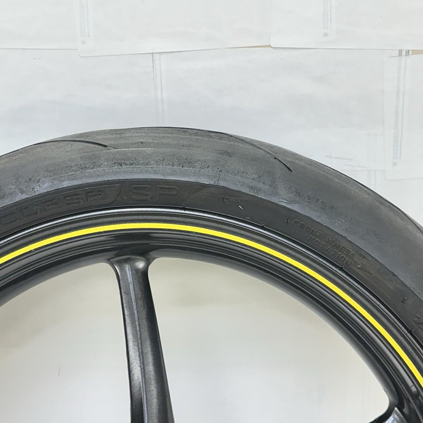 2013 - 2017 TRIUMPH DAYTONA 675 FRONT WHEEL RIM TIRE RUBBER BLACK *RASH/SCRUFF*