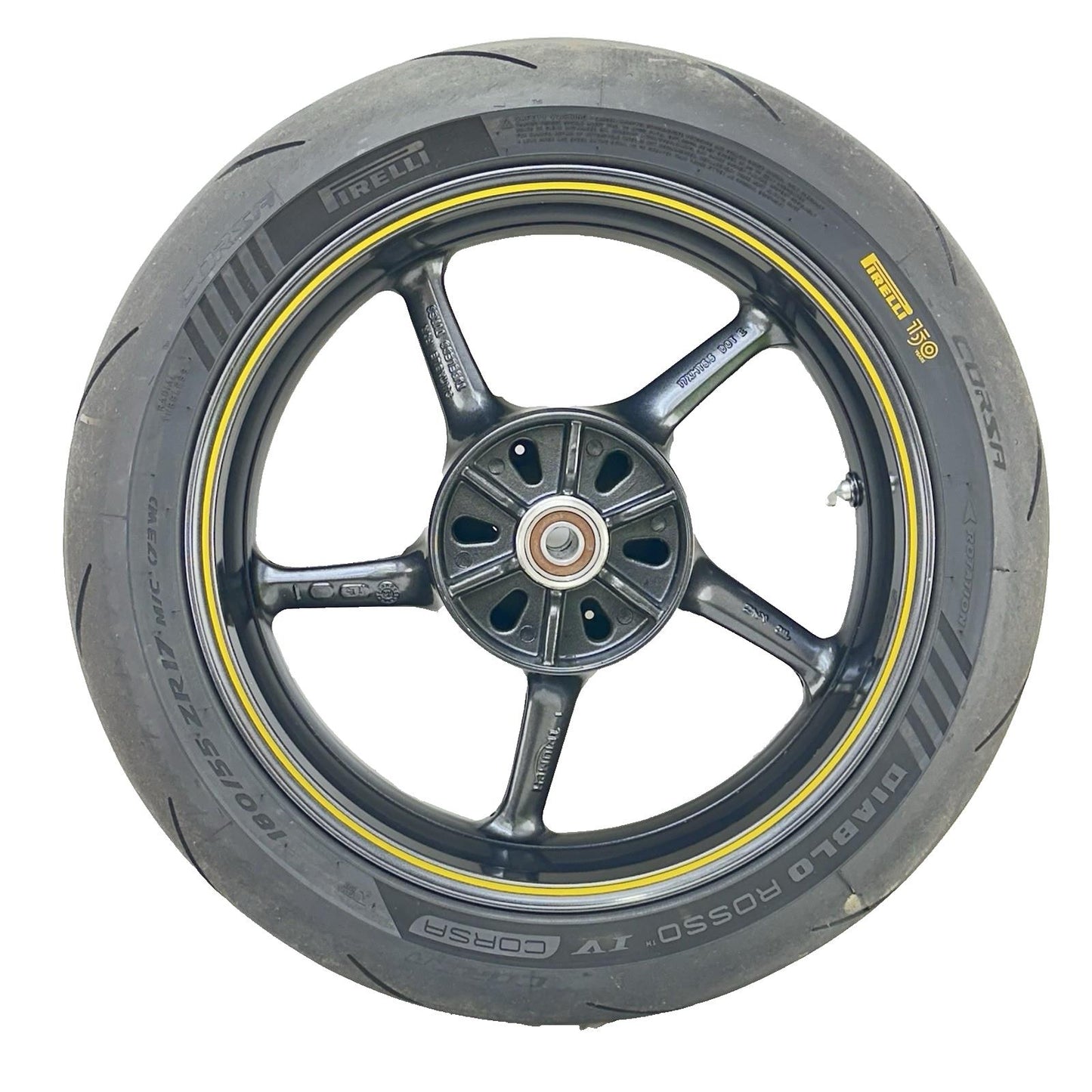 2013 - 2017 TRIUMPH DAYTONA 675 REAR WHEEL RIM BACK TIRE RUBBER BLACK OEM *DENT*