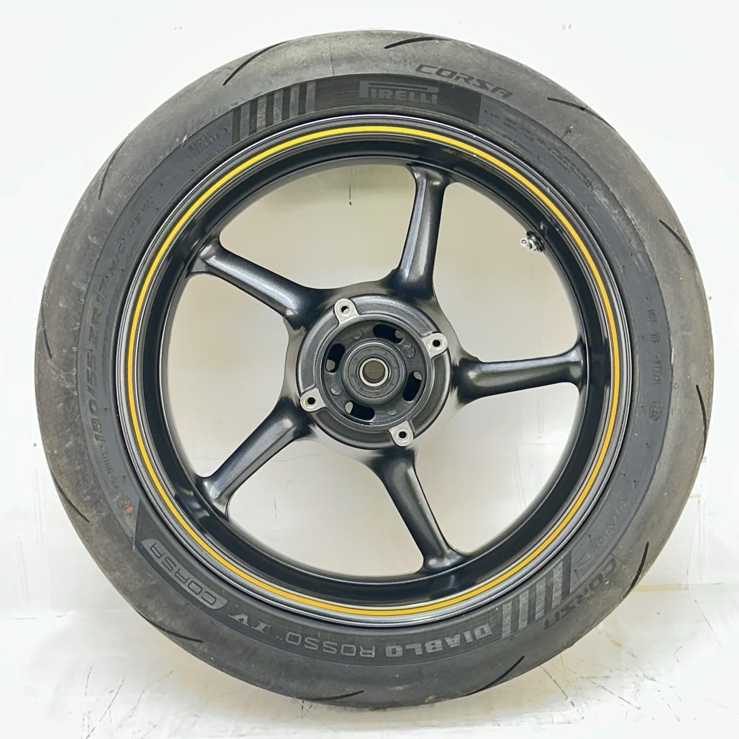 2013 - 2017 TRIUMPH DAYTONA 675 REAR WHEEL RIM BACK TIRE RUBBER BLACK OEM *DENT*