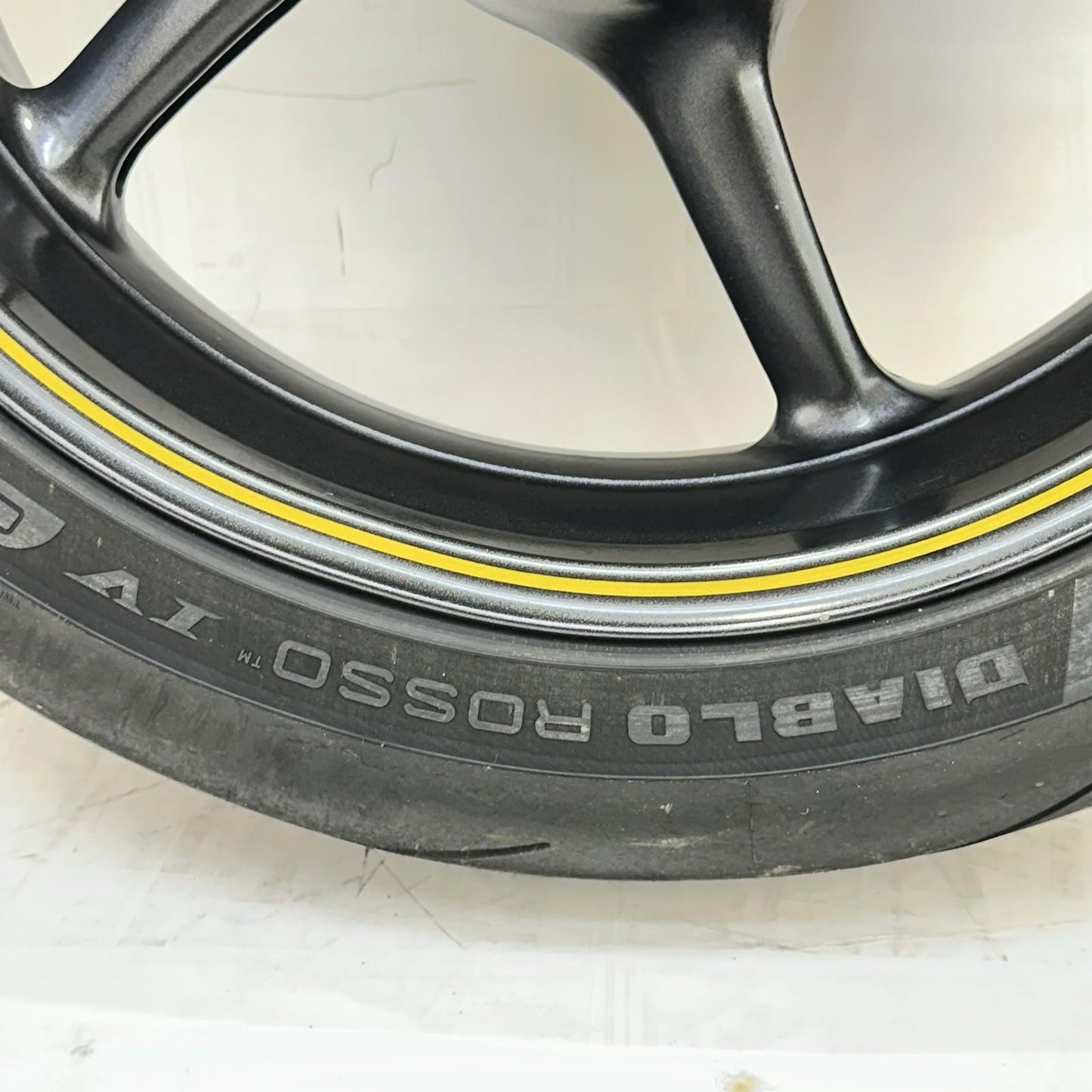 2013 - 2017 TRIUMPH DAYTONA 675 REAR WHEEL RIM BACK TIRE RUBBER BLACK OEM *DENT*