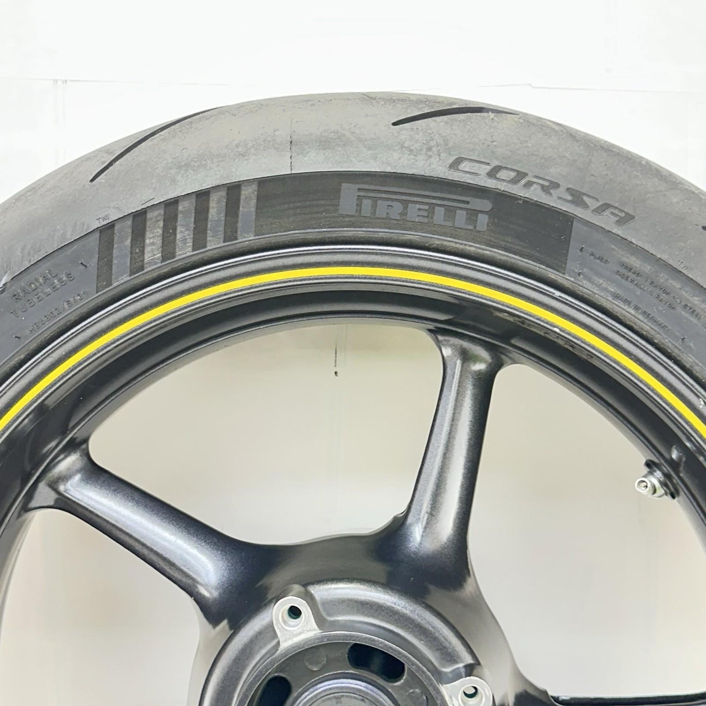 2013 - 2017 TRIUMPH DAYTONA 675 REAR WHEEL RIM BACK TIRE RUBBER BLACK OEM *DENT*