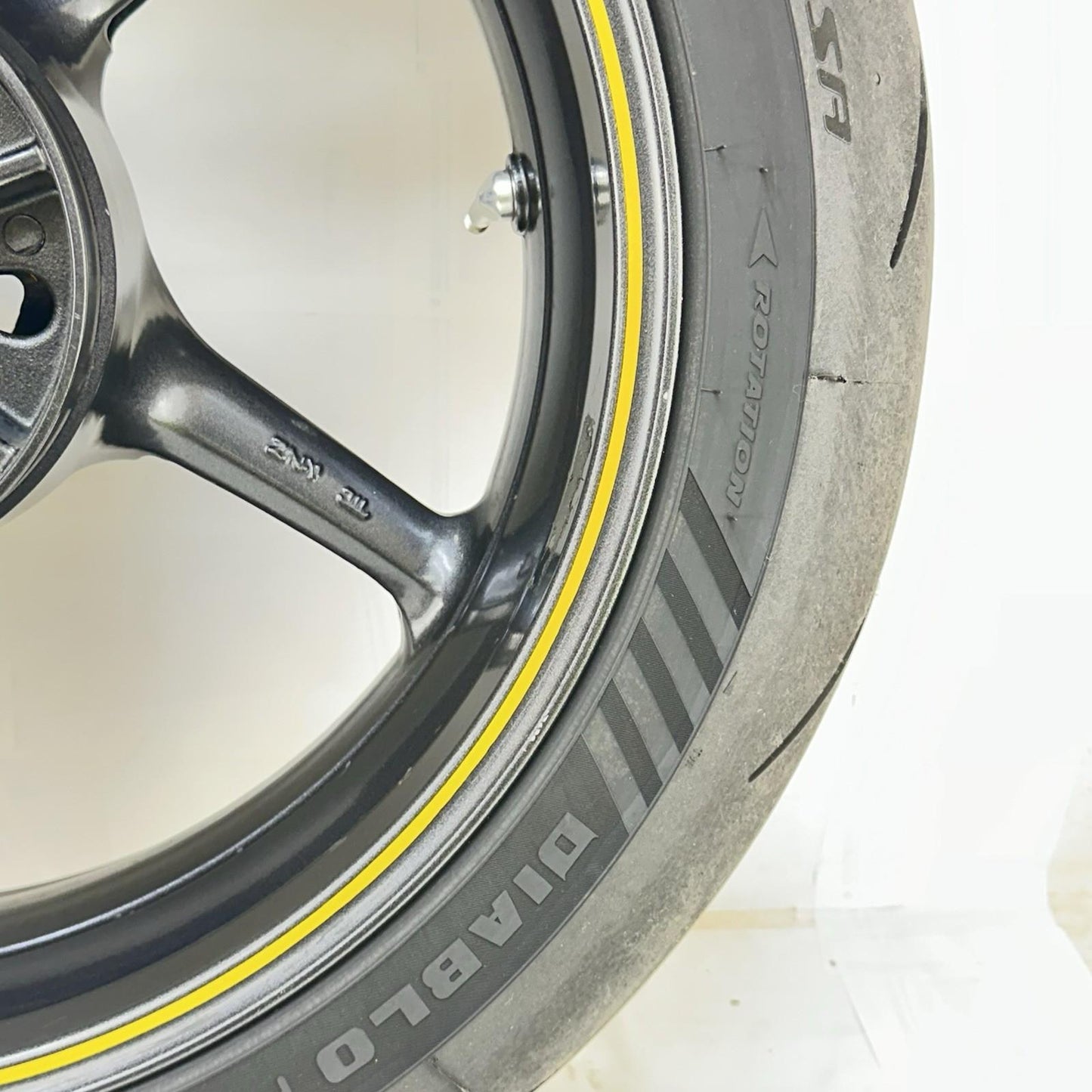 2013 - 2017 TRIUMPH DAYTONA 675 REAR WHEEL RIM BACK TIRE RUBBER BLACK OEM *DENT*