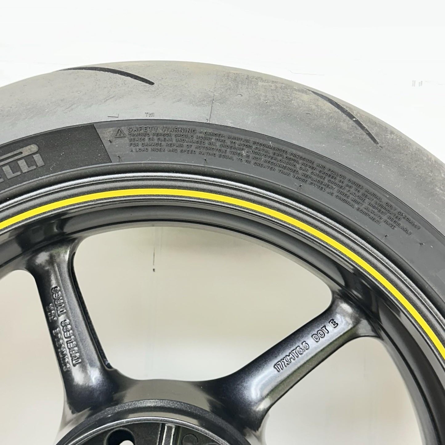 2013 - 2017 TRIUMPH DAYTONA 675 REAR WHEEL RIM BACK TIRE RUBBER BLACK OEM *DENT*