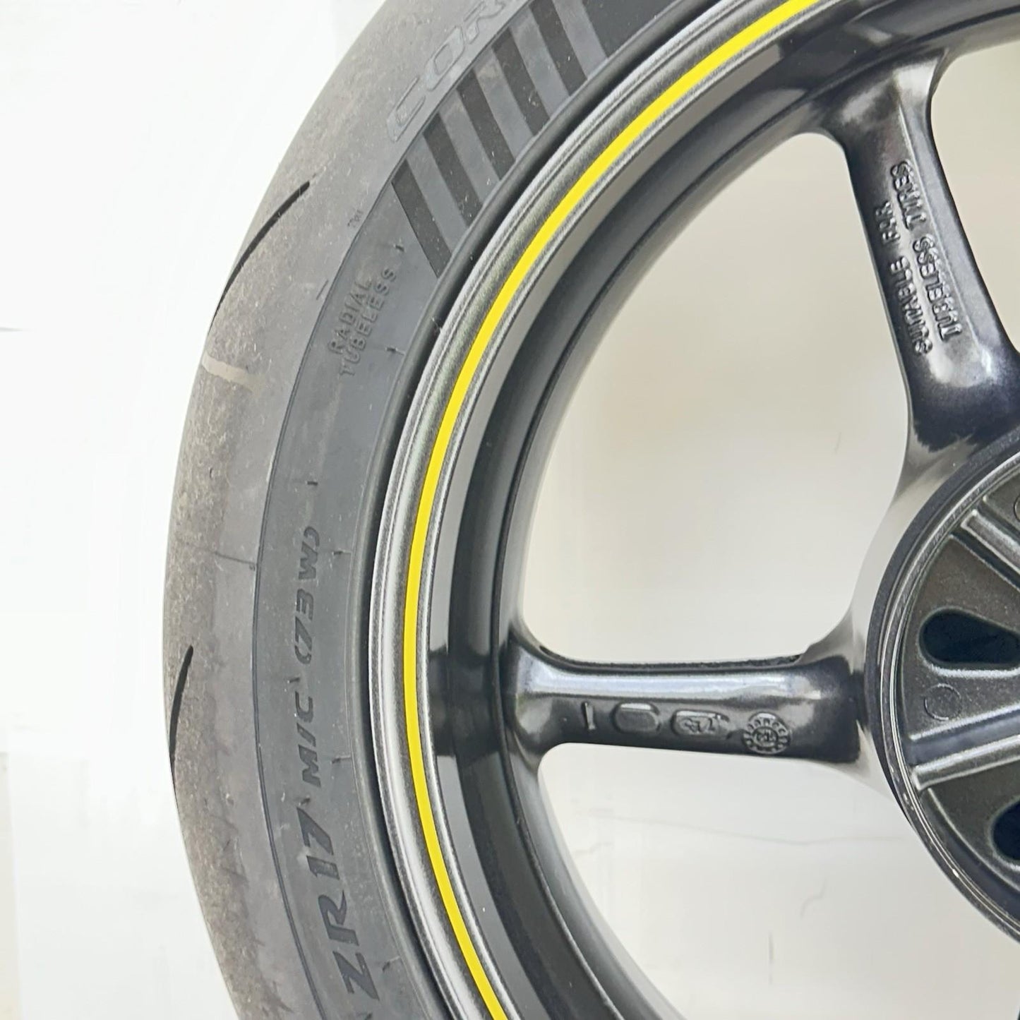 2013 - 2017 TRIUMPH DAYTONA 675 REAR WHEEL RIM BACK TIRE RUBBER BLACK OEM *DENT*