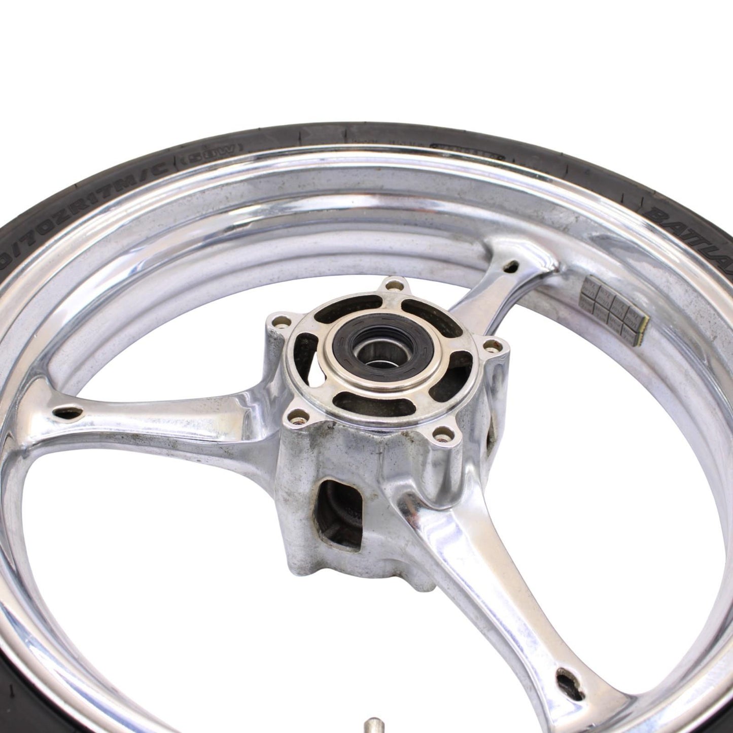 2006 2007 SUZUKI GSXR600 GSXR750 FRONT WHEEL RIM TIRE RUBBER CHROME STRAIGHT