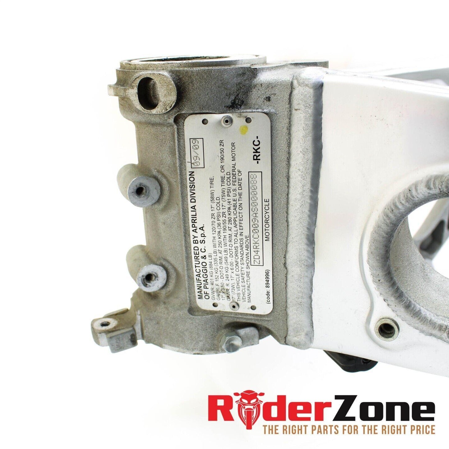 2010 - 2014 APRILIA RSV4 FRAME CHASSIS MAIN SUPPORT SILVER STRAIGHT STOCK