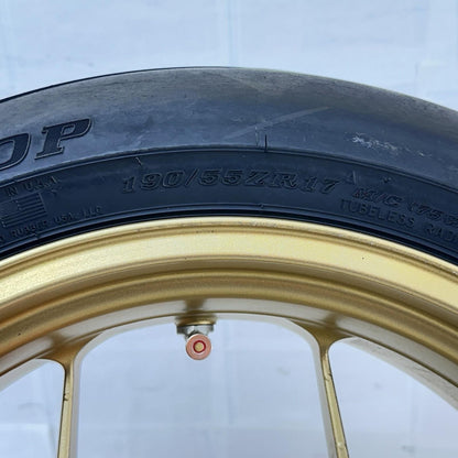 2017 - 2019 HONDA CBR 1000RR SP REAR WHEEL BACK RIM TIRE RUBBER YELLOW STOCK