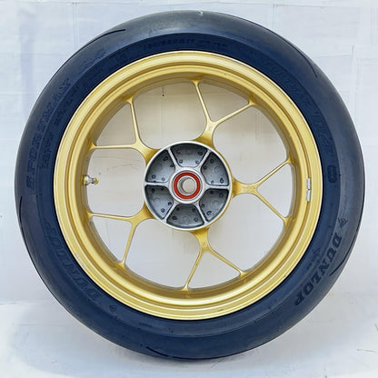 2017 - 2019 HONDA CBR 1000RR SP REAR WHEEL BACK RIM TIRE RUBBER YELLOW STOCK