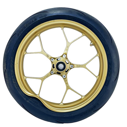 2017 - 2019 HONDA CBR 1000RR SP FRONT WHEEL RIM TIRE RUBBER YELLOW *BENT*
