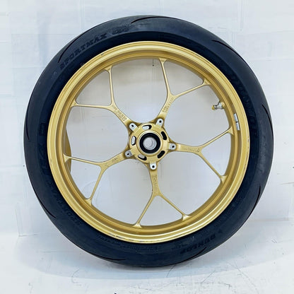 2017 - 2019 HONDA CBR 1000RR SP FRONT WHEEL RIM TIRE RUBBER YELLOW *BENT*