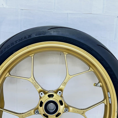 2017 - 2019 HONDA CBR 1000RR SP FRONT WHEEL RIM TIRE RUBBER YELLOW *BENT*