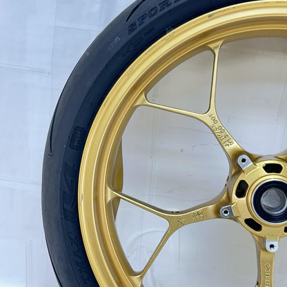 2017 - 2019 HONDA CBR 1000RR SP FRONT WHEEL RIM TIRE RUBBER YELLOW *BENT*