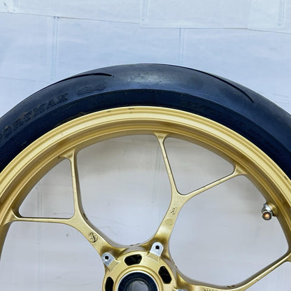2017 - 2019 HONDA CBR 1000RR SP FRONT WHEEL RIM TIRE RUBBER YELLOW *BENT*