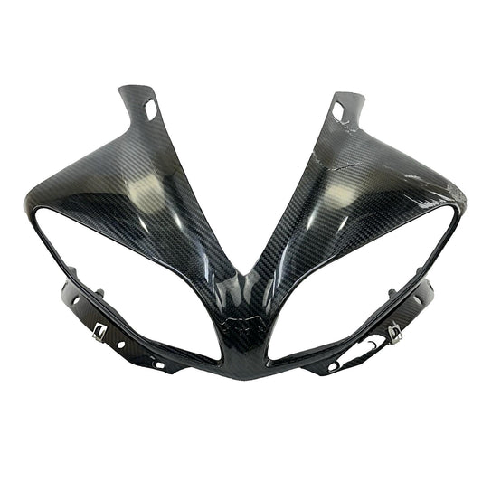 2009 - 2014 YAMAHA YZF R1 FRONT NOSE COWL FAIRING BLACK CARBON FIBER *CRACKED*