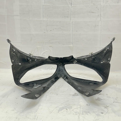 2009 - 2014 YAMAHA YZF R1 FRONT NOSE COWL FAIRING BLACK CARBON FIBER *CRACKED*