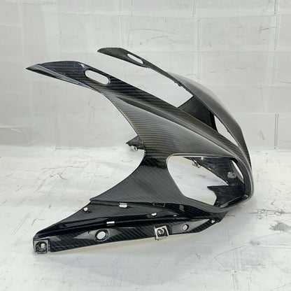 2009 - 2014 YAMAHA YZF R1 FRONT NOSE COWL FAIRING BLACK CARBON FIBER *CRACKED*