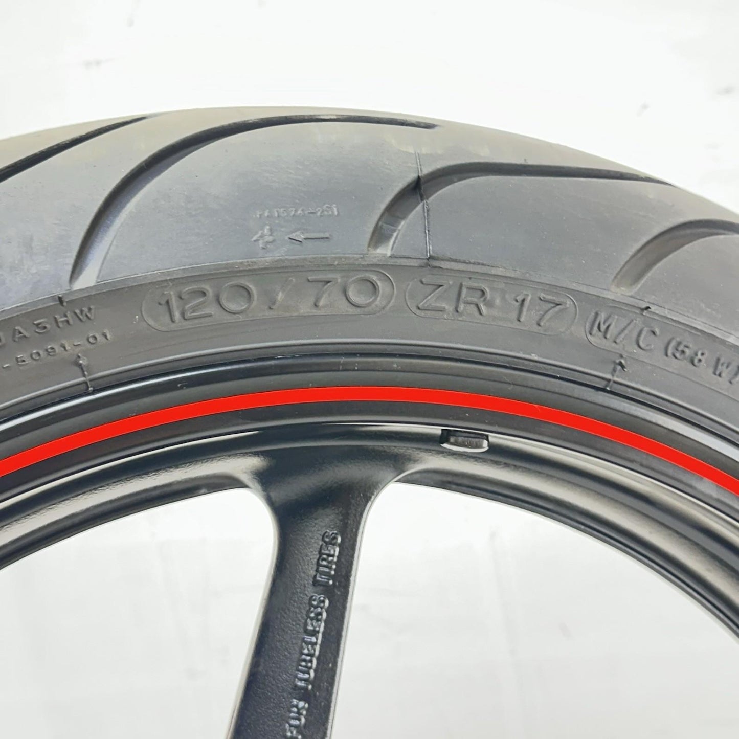 2009 - 2014 YAMAHA YZF R1 FRONT WHEEL RIM TIRE RUBBER BLACK RED STOCK