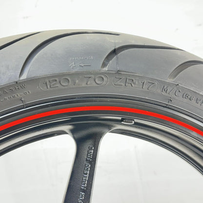 2009 - 2014 YAMAHA YZF R1 FRONT WHEEL RIM TIRE RUBBER BLACK RED STOCK