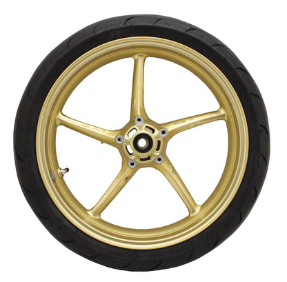 2009 - 2012 TRIUMPH DAYTONA 675 FRONT WHEEL RIM GOLD MICHELIN TIRE STRAIGHT