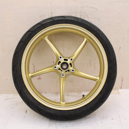 2009 - 2012 TRIUMPH DAYTONA 675 FRONT WHEEL RIM GOLD MICHELIN TIRE STRAIGHT