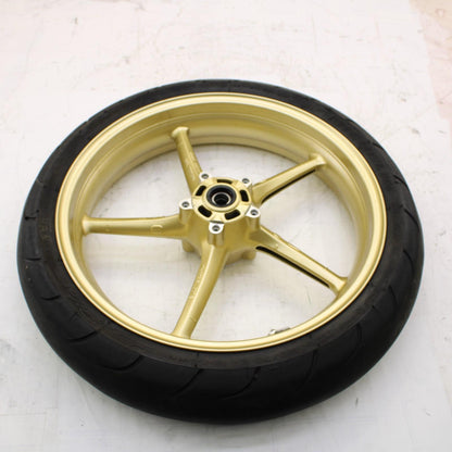 2009 - 2012 TRIUMPH DAYTONA 675 FRONT WHEEL RIM GOLD MICHELIN TIRE STRAIGHT